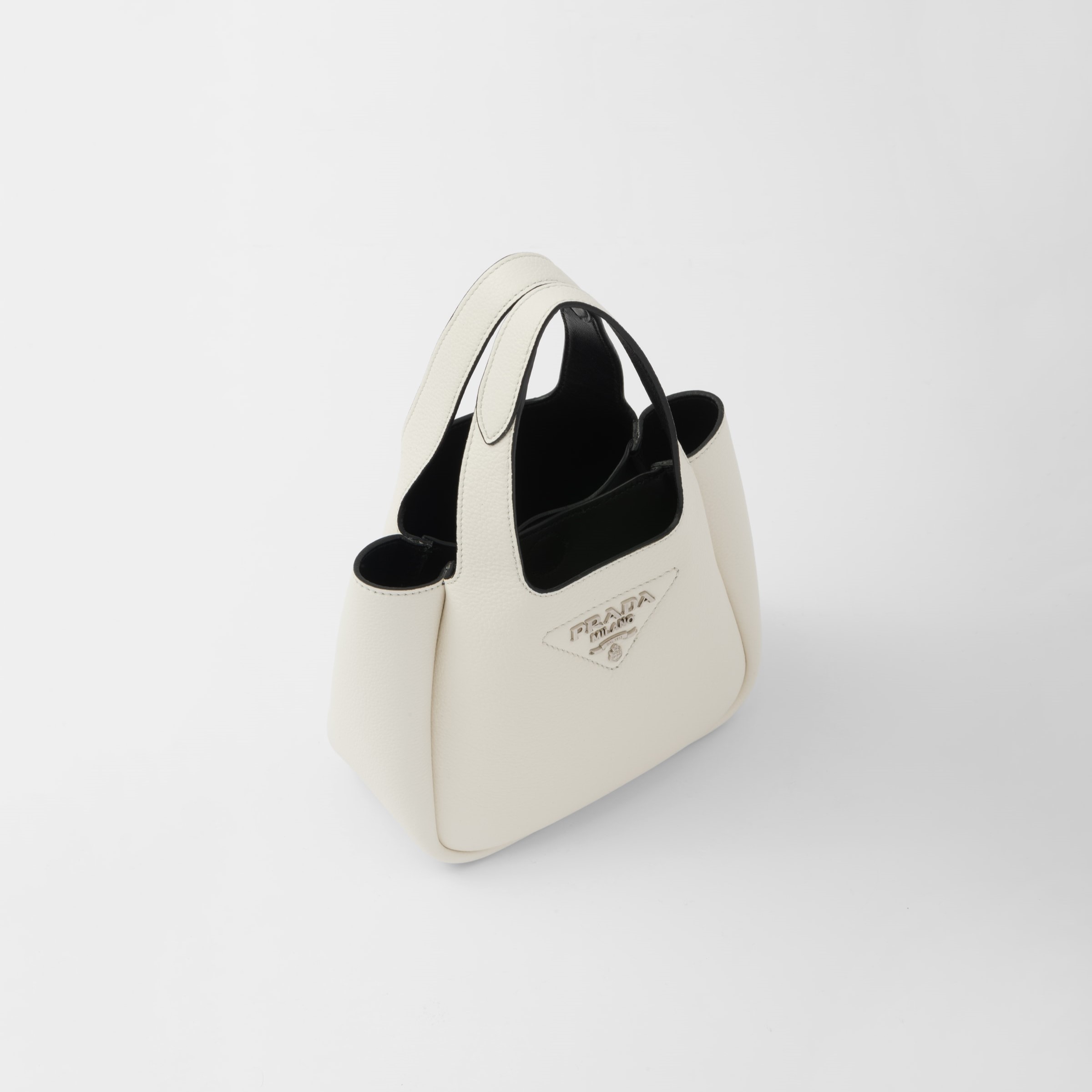 LEATHER MINI BAG, WHITE/BLACK