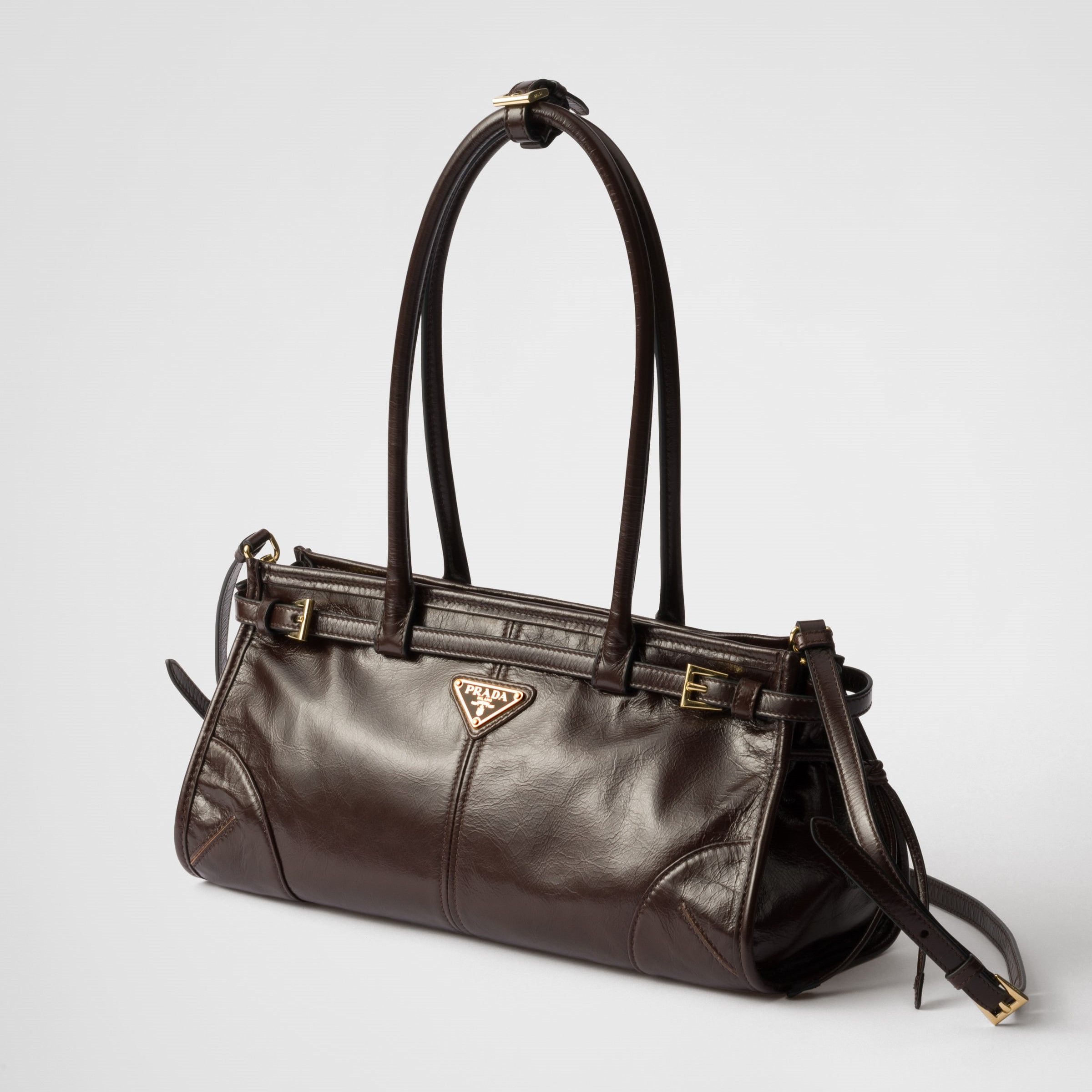 MEDIUM LEATHER HANDBAG, DARK BROWN