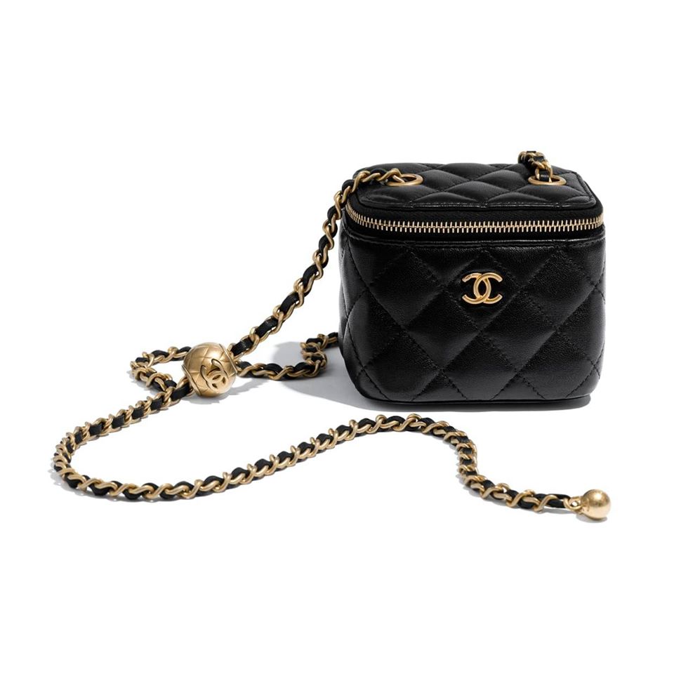 SMALL CLASSIC BOX WITH CHAIN, BLACK