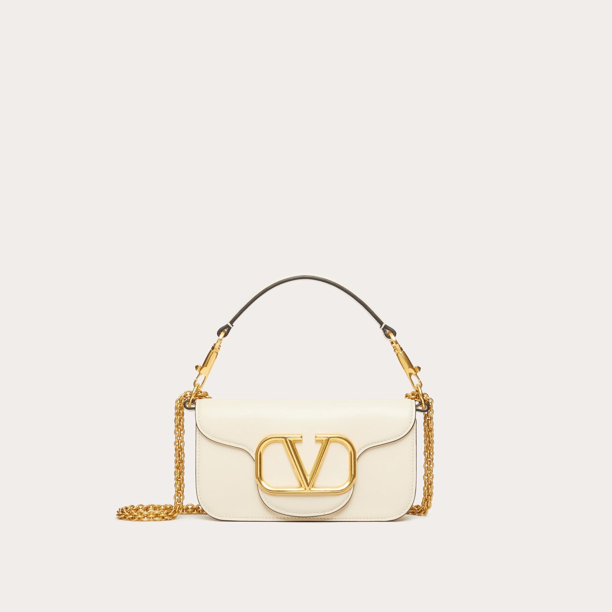 GARAVANI LOCÒ SMALL SHOULDER BAG IN CALFSKIN, LIGHT IVORY